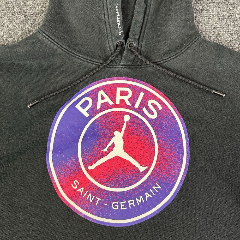 Nike Air Jordan X Paris Saint Germain Hoodie Mens Medium Black Jumpman Logo - Picture 2 of 12